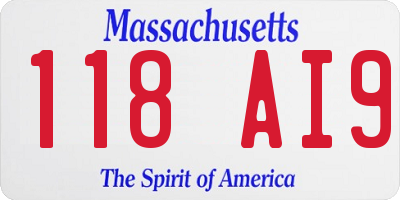MA license plate 118AI9