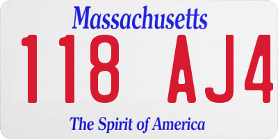 MA license plate 118AJ4