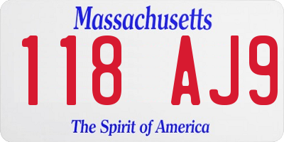 MA license plate 118AJ9