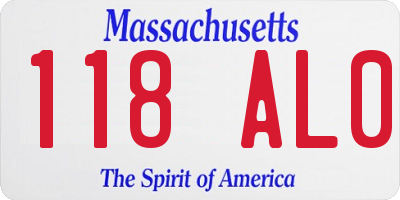MA license plate 118AL0