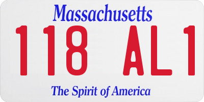 MA license plate 118AL1