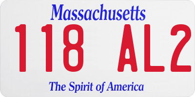 MA license plate 118AL2