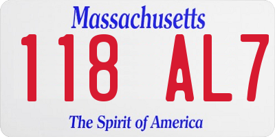 MA license plate 118AL7