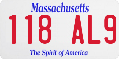 MA license plate 118AL9