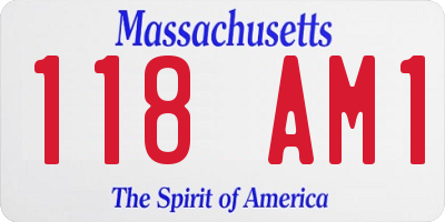 MA license plate 118AM1