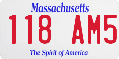 MA license plate 118AM5