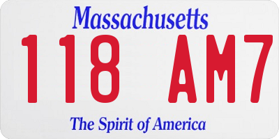 MA license plate 118AM7