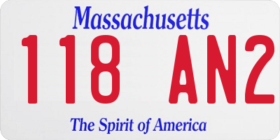 MA license plate 118AN2