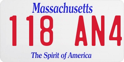MA license plate 118AN4