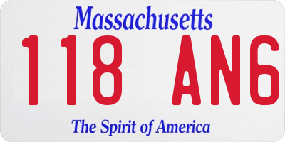 MA license plate 118AN6