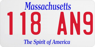 MA license plate 118AN9