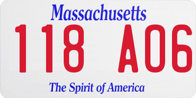MA license plate 118AO6