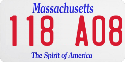 MA license plate 118AO8