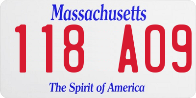 MA license plate 118AO9