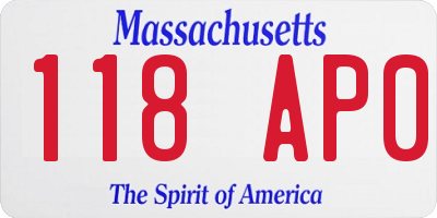 MA license plate 118AP0