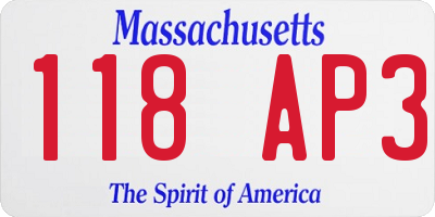 MA license plate 118AP3