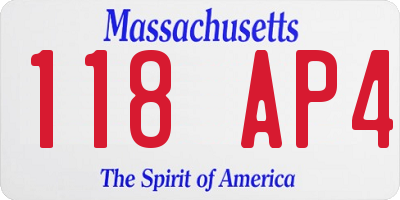 MA license plate 118AP4