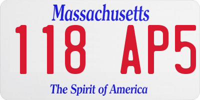 MA license plate 118AP5