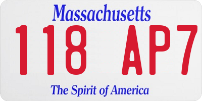 MA license plate 118AP7