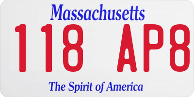 MA license plate 118AP8