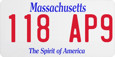 MA license plate 118AP9