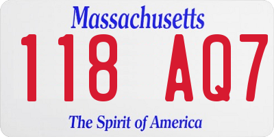 MA license plate 118AQ7