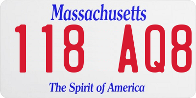 MA license plate 118AQ8