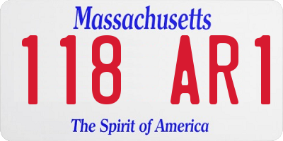 MA license plate 118AR1