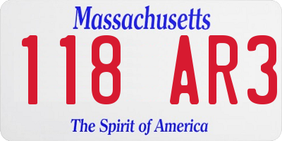 MA license plate 118AR3