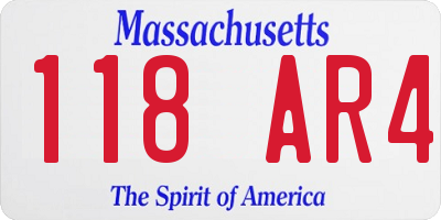 MA license plate 118AR4