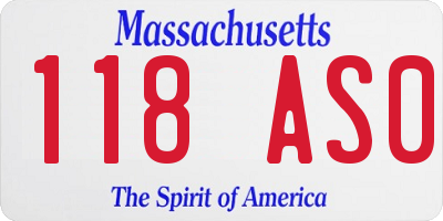 MA license plate 118AS0