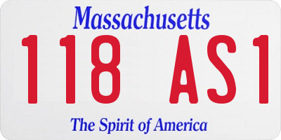 MA license plate 118AS1