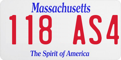 MA license plate 118AS4