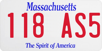 MA license plate 118AS5
