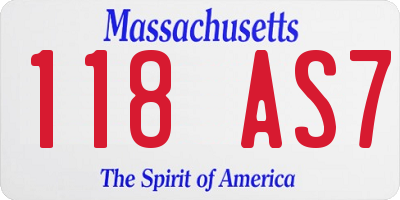 MA license plate 118AS7