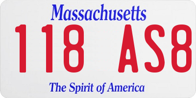 MA license plate 118AS8