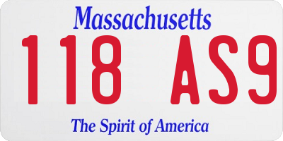 MA license plate 118AS9