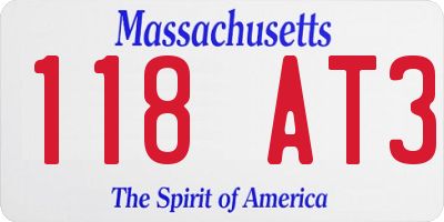 MA license plate 118AT3