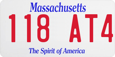 MA license plate 118AT4