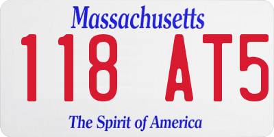 MA license plate 118AT5