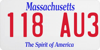 MA license plate 118AU3
