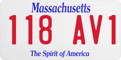 MA license plate 118AV1