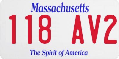 MA license plate 118AV2