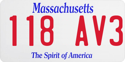 MA license plate 118AV3