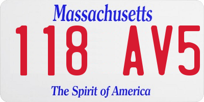 MA license plate 118AV5