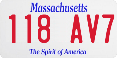 MA license plate 118AV7