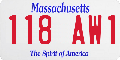 MA license plate 118AW1