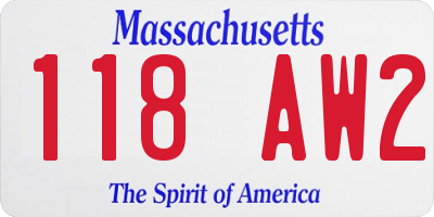 MA license plate 118AW2