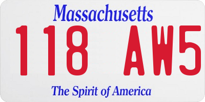 MA license plate 118AW5