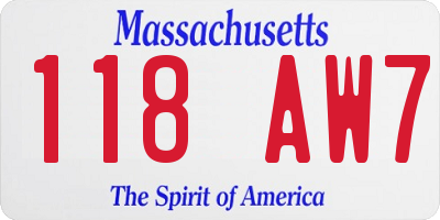 MA license plate 118AW7